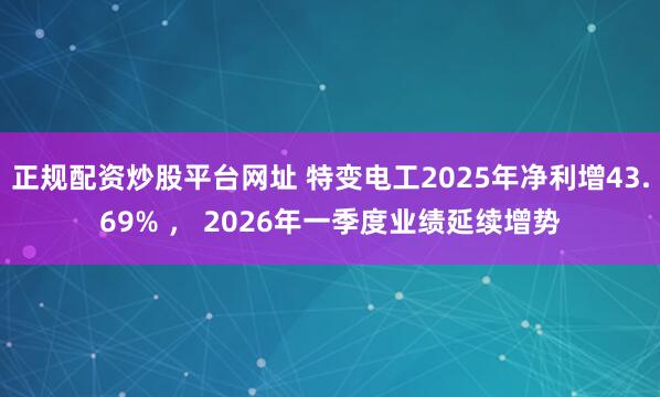 正规配资炒股平台网址 特变电工2025年净利增43.69% ， 2026年一季度业绩延续增势